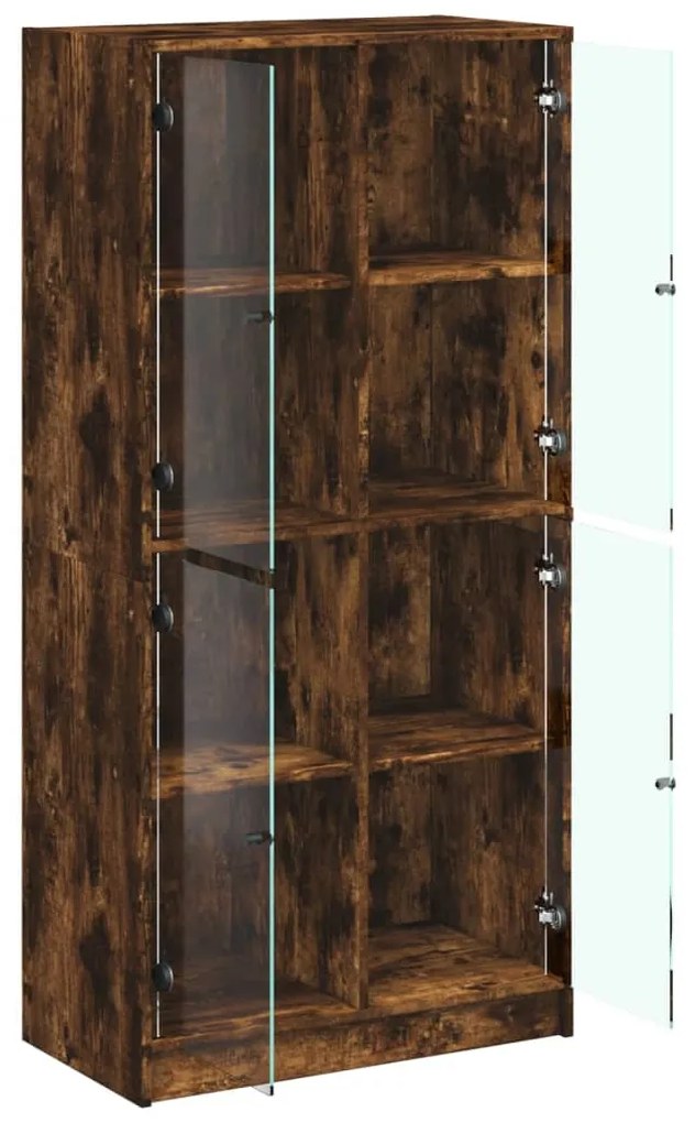 füstös tölgy színű magasszekrény ajtókkal 68x37x142 cm