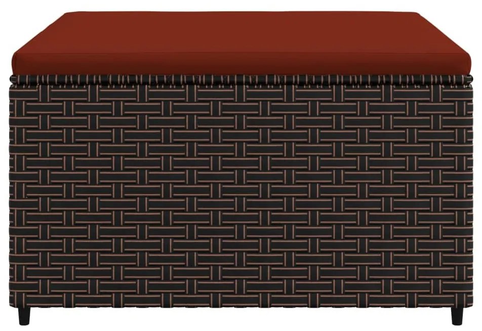 Barna polyrattan kerti lábtartó párnával