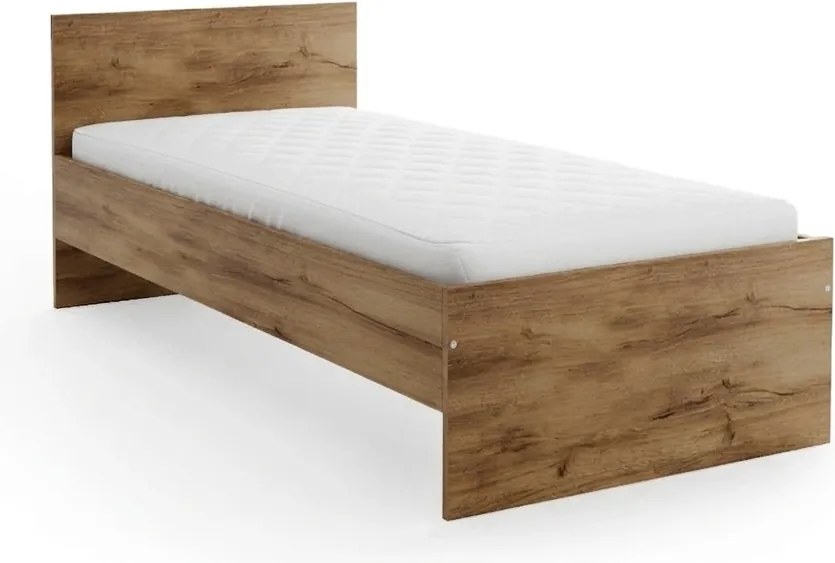 Ágy ELISA 90 x 200 cm, artisan tölgy Ágyrács: Lamellás ágyrács, Matrac: Deluxe 10 cm matrac