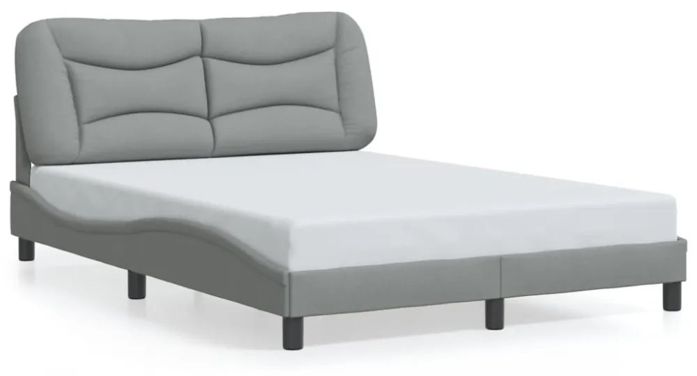 világosszürke szövet ágykeret LED-ekkel matrac nélkül Hvar 120x200cm