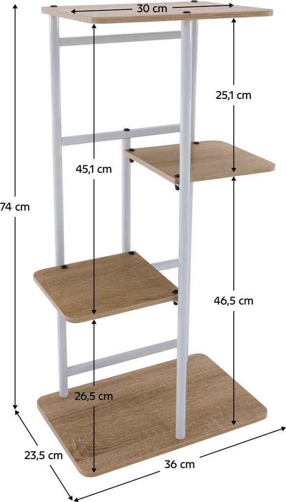 Virágállvány, fehér/sonoma tölgy, LEDOR TYP 1