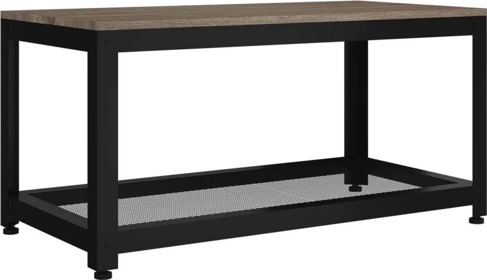 vidaXL szürke és fekete MDF és vas dohányzóasztal 90x45x45 cm
