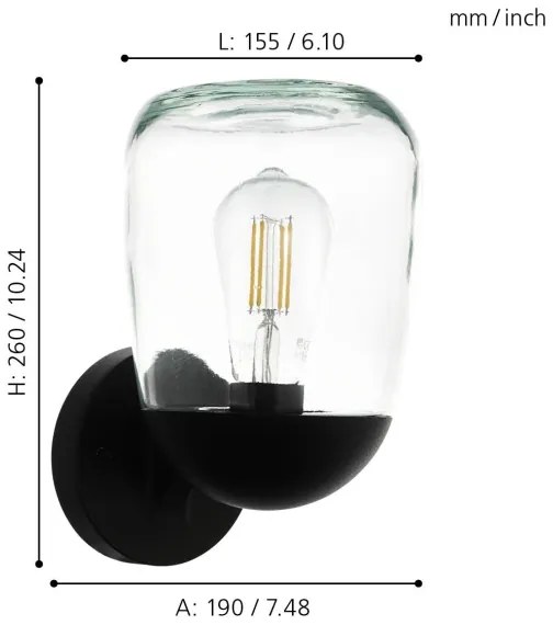 Eglo 98701 - Kültéri fali lámpa DONATORI 1xE27/60W/230V IP44