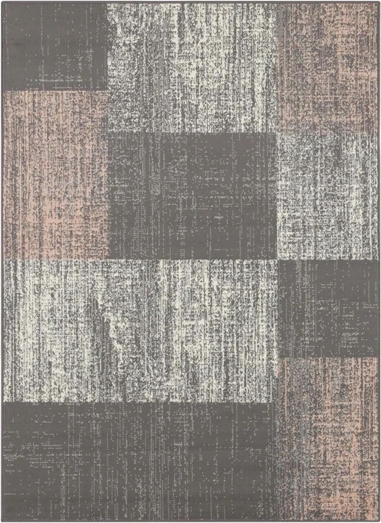 Modern szürke-rózsaszín nappali szőnyeg puha rövid hajjal 180x260cm