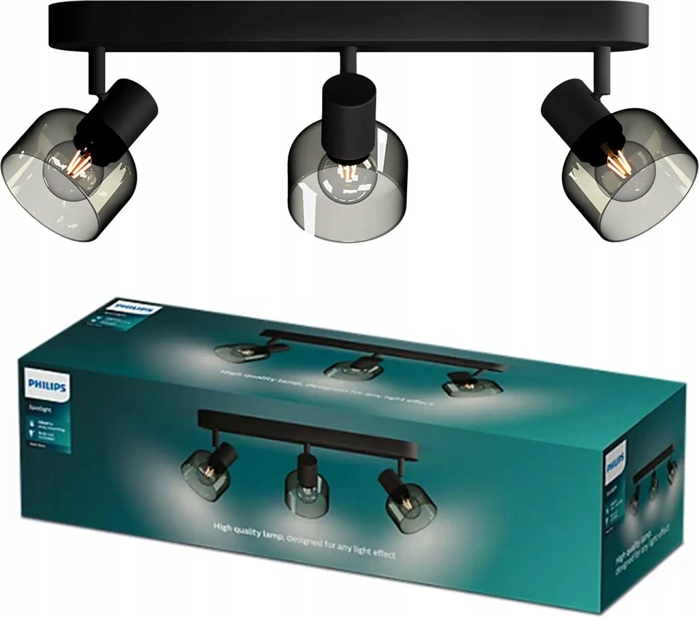 Mennyezeti lámpa, spotlámpa, falikar, 3x E14, fekete Sleet Philips