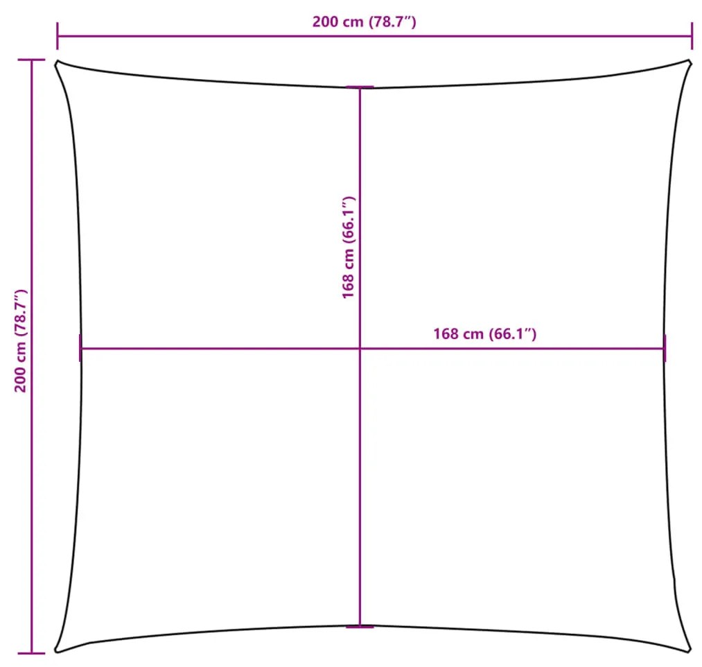 négyzet alakú Oxford szövet napvitorla 2 x 2 m terrakotta