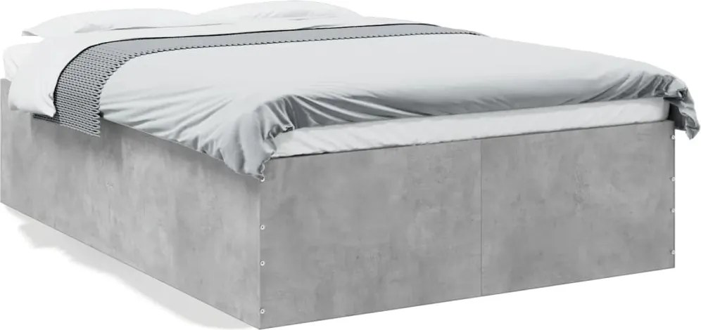 vidaXL betonszürke szerelt fa ágykeret 135 x 190 cm