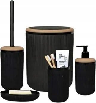 Okyanus Fürdőszobai Kiegészítő Szett Fekete 5 Részes Opa