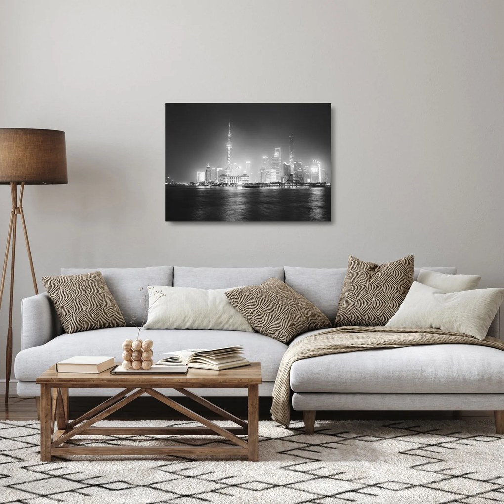 Modern felhőkarcolók képe (üvegen) (70x50 cm)