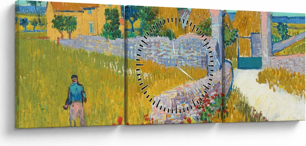 Kép - Vincent van Gogh, Farmhouse in Provence, reprodukciók (órával) (90x30 cm)