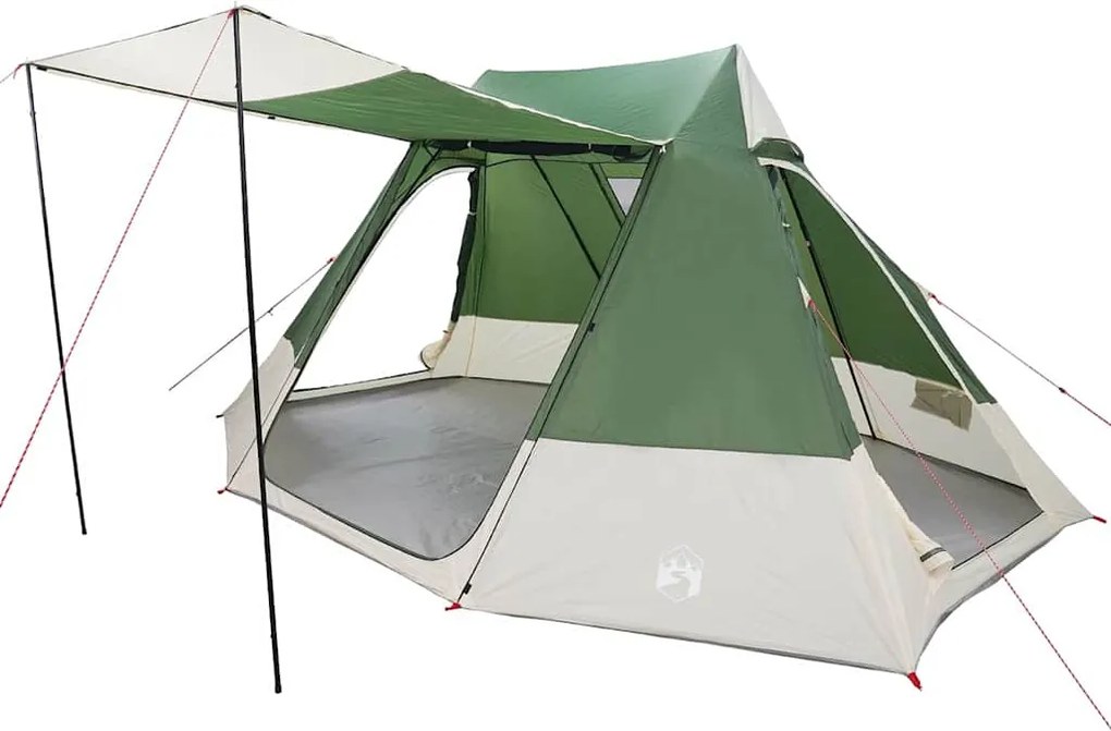 vidaXL Kempingssátor tetővel tárolóval Zöld 482 x 360 x 227 cm taft