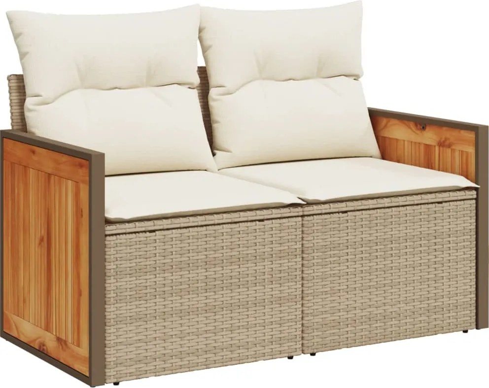 vidaXL 2 személyes bézs polyrattan kerti kanapé párnával