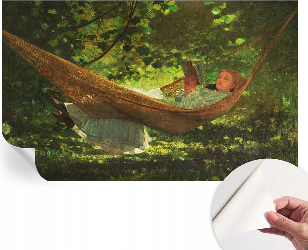 Öntapadós tapéta Fali furnér 3D hatás Pihenés a függőágyban 416x254 cm