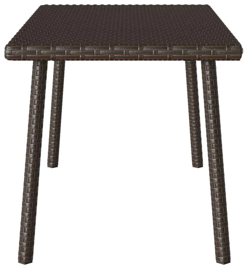 téglalap barna polyrattan kerti dohányzóasztal 80x40x37cm