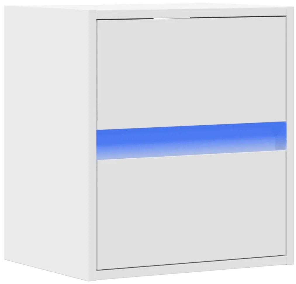 fehér falra szerelhető TV-szekrény LED-lámpákkal 41x31x45 cm