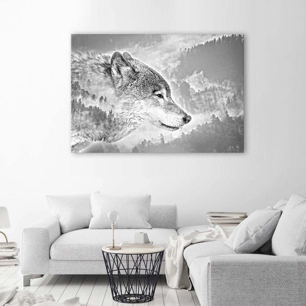 Gario Vászonkép Farkas havas háttérrel Méret: 100 x 70 cm
