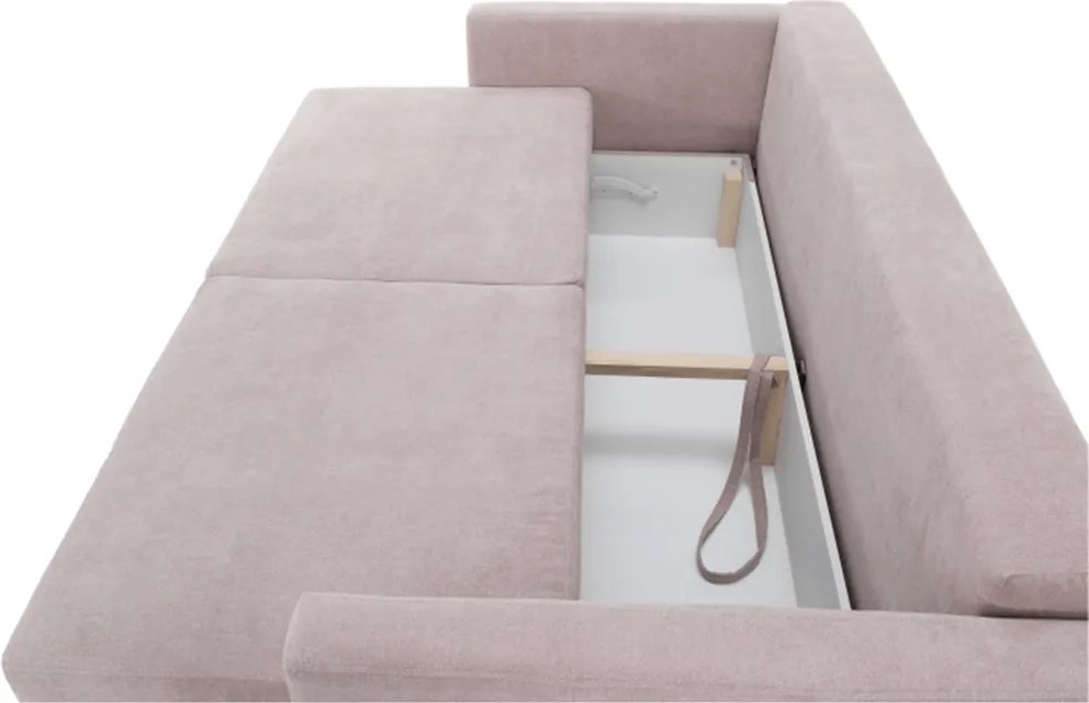 Szófa kinyitható, öregrózsaszín anyag Queens, AURELIA