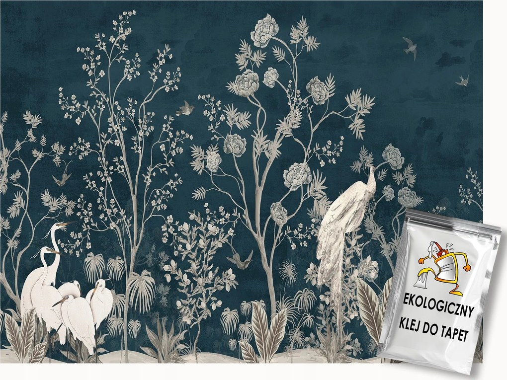 Fotótapéta Flizelina Grafika Növények Bokrok Madarak Daruk 300x210 ragasztó