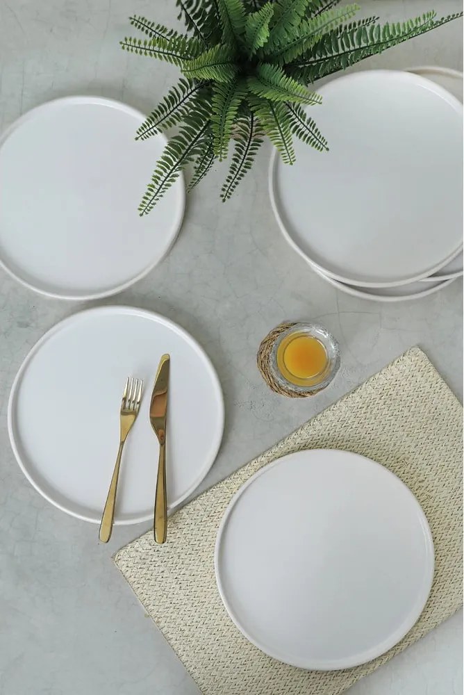 Fehér kerámia tányér készlet 6 db-os ø 27 cm – Hermia