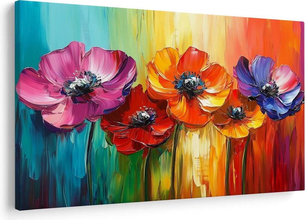 Kép - Öt színes virág (90x60 cm)