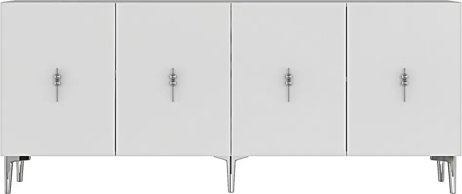 Komód, fehér-ezüst, 180 cm
