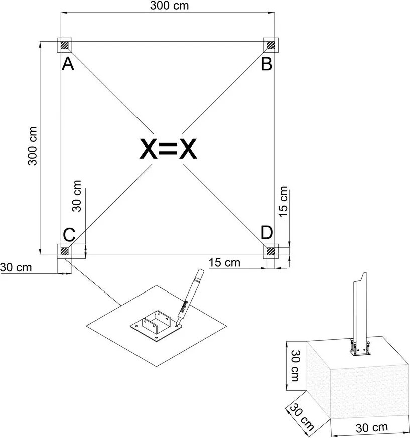 Félnyeregtetős bioklimatikus pergola lamellákkal 3 x 3 M
