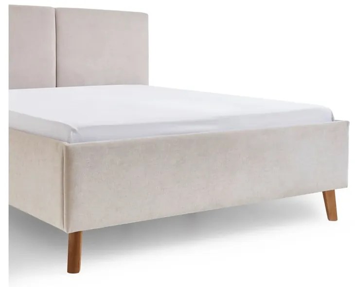 Bézs kárpitozott franciaágy ágyráccsal 140x200 cm Piano – Meise Möbel