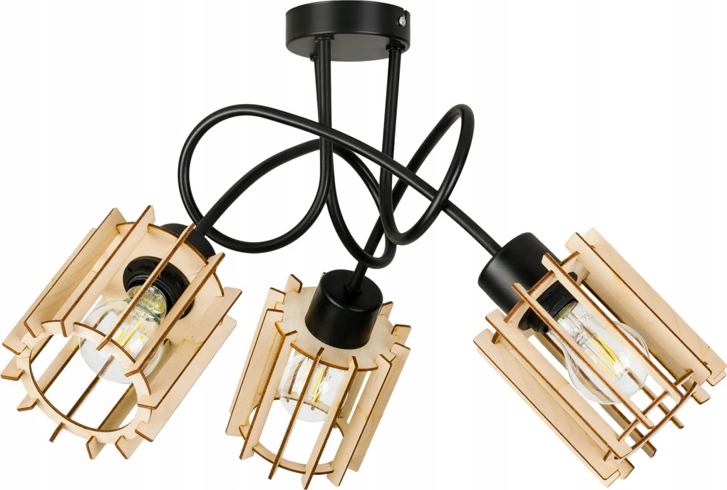 Mennyezeti Lámpa Függő CSillár Loft fa E27