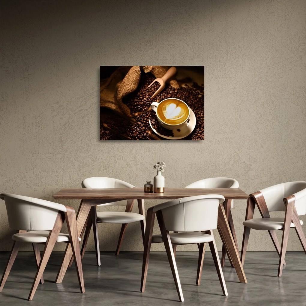 Üveg kép - Egy csésze kávé (70x50 cm)