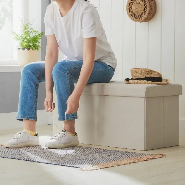Taburett tárolóhellyel OTTOMAN 76x38 cm, krém