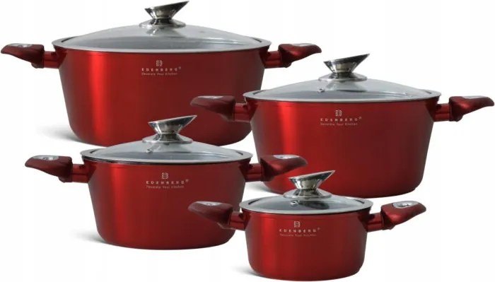 Piros edénykészlet márvány bevonattal 8db-os