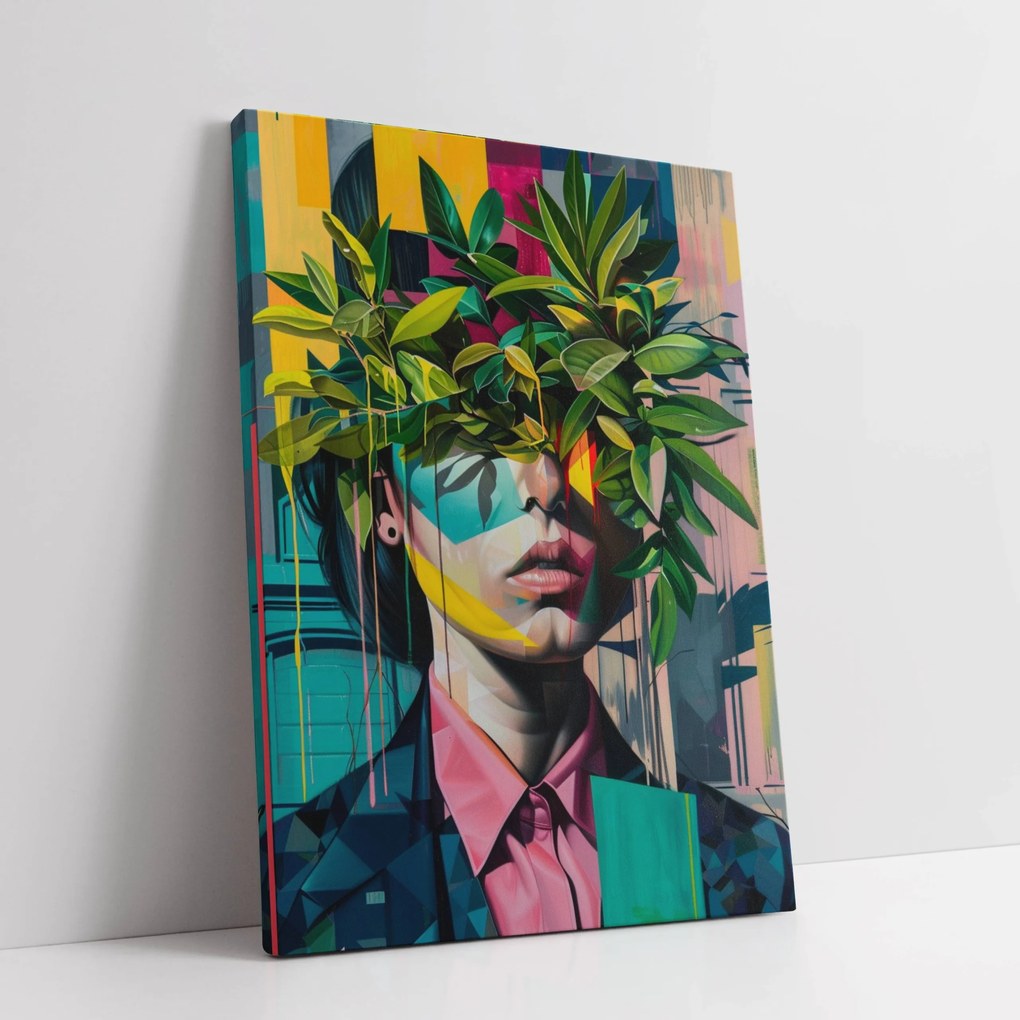 Vászonkép Nő növények absztrakt otthon nappali szoba 30x40