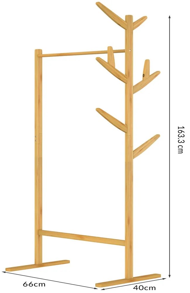 RADO bambusz ruhatartó állvány, 66x40x163,3cm, barna Casaria