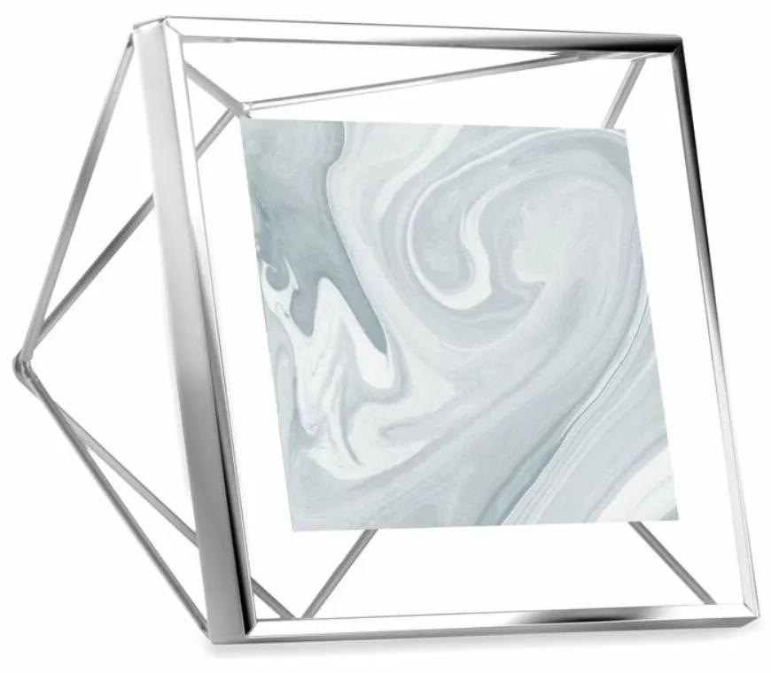 PRISMA ezüst 10x10cm-es képhez való acél térhatású fali és asztali 3d képkeret