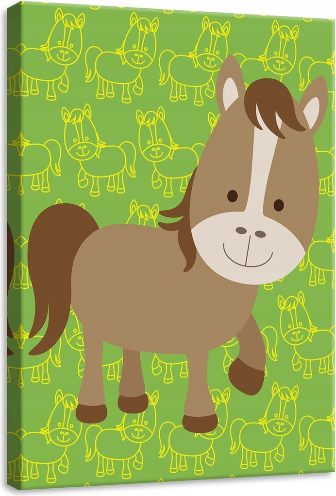 Vászonkép 50x70 Rajzfilm ló aranyos vidám élénk színek gyerekeknek