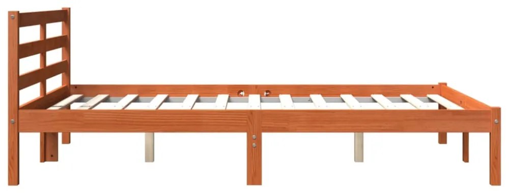 viaszbarna tömör fenyőfa ágy matrac nélkül 135 x 190 cm