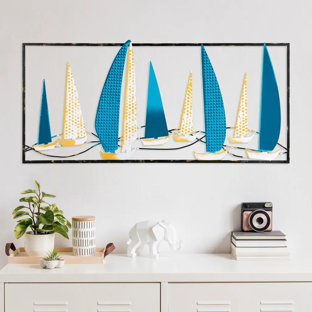 Yelkenli fém fali dekoráció, 40×90 cm – TR930DYU1178