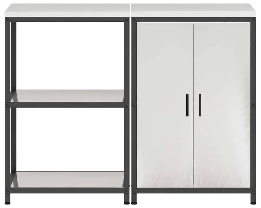Konyhai Tároló Készlet polcokkal 2 pcs Ezüst 120 x 50 x 92 cm
