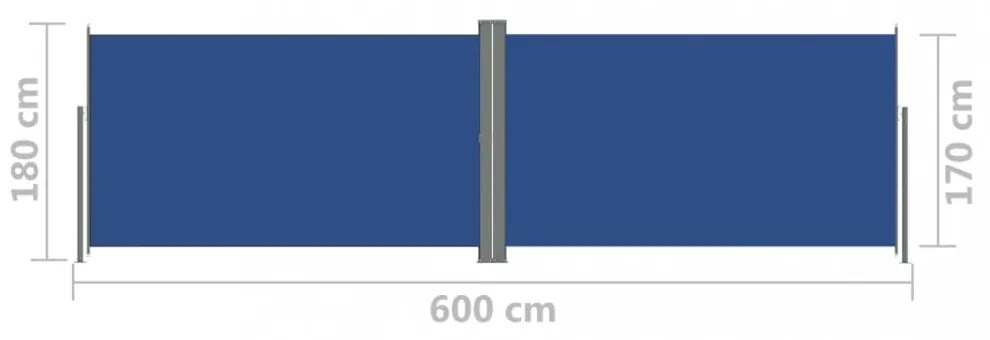 kék behúzható oldalsó napellenző 180 x 600 cm