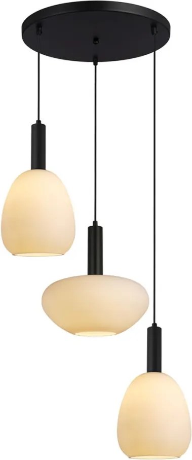 ITALUX PND-23541-3-BK-OP GATER Többágú Függesztett Lámpa Fehér, Fekete, Opál E27 IP20