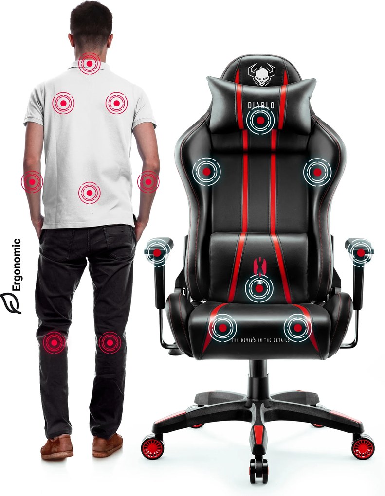 Gamer szék műbőr Normal Size, fekete-piros: Diablo X-One 2.0
