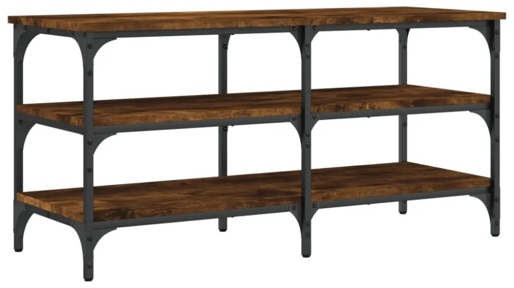 füstös tölgy színű szerelt fa cipőtároló pad 100 x 38,5 x 49 cm