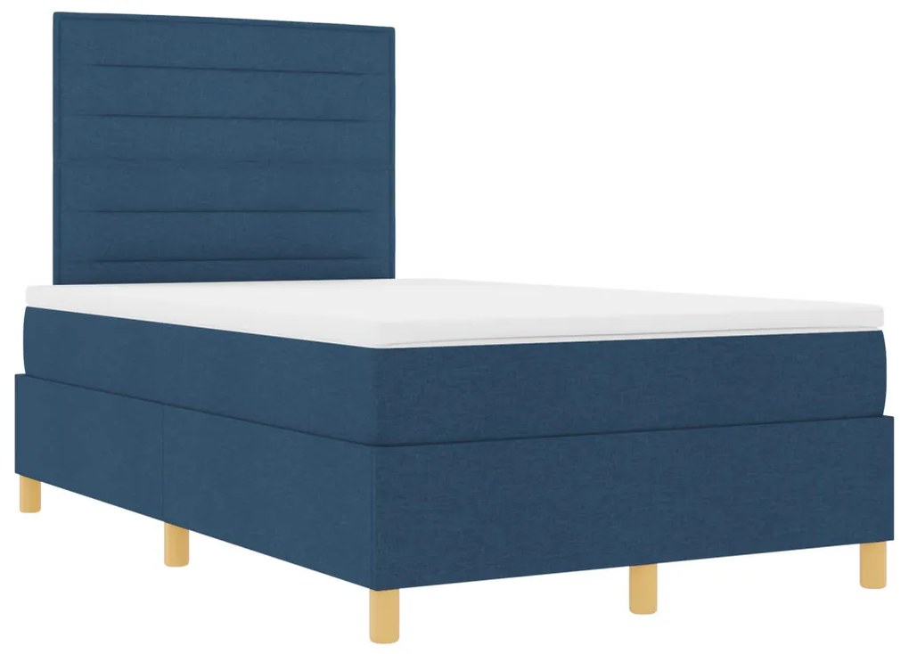 Box Spring Ágy Matrac & LED Kék 120x200 cm Szövet