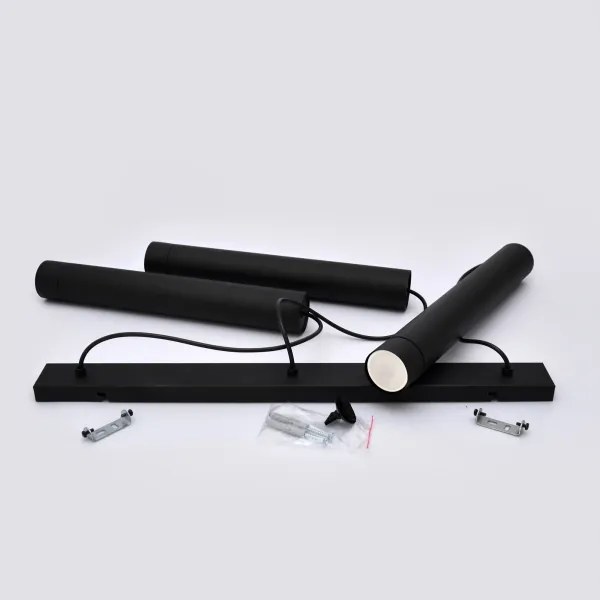 LED Csillár zsinóron TUBA 3xGU10/4,8W/230V fekete