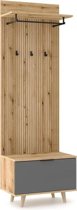 Előszoba bútor szett Evoke tölgy / tablila / grafit színkombinációban – NORDIC D