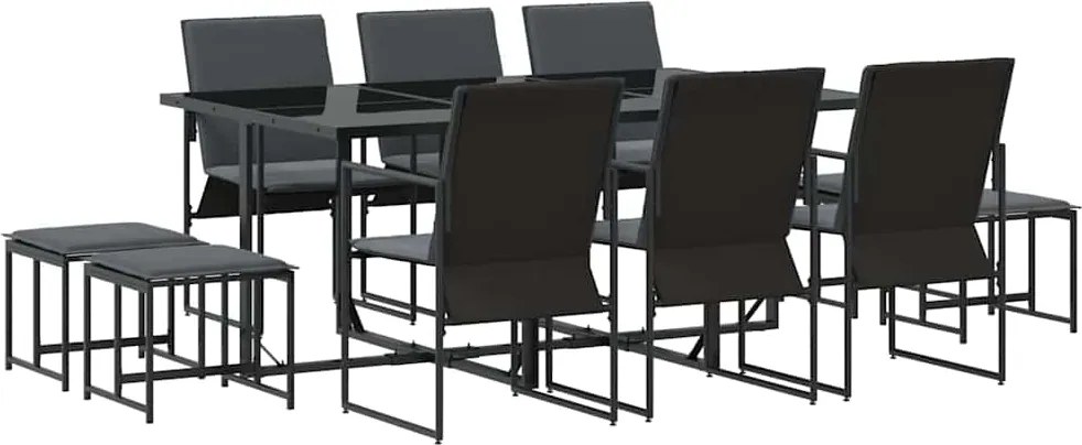 vidaXL Kert étkező szett 11 pcs Fekete Acél