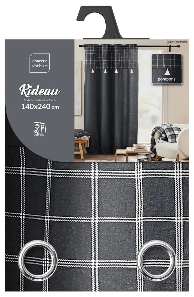 Antracitszürke pamutkeverék függöny 140x240 cm Everest – douceur d'intérieur