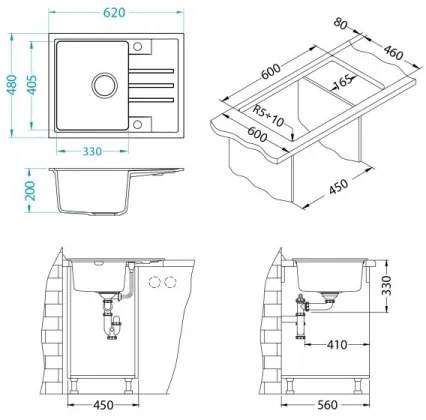 ALVEUS 1149080 - Mosogató INTERMEZZO 62x48 cm gránit/fekete