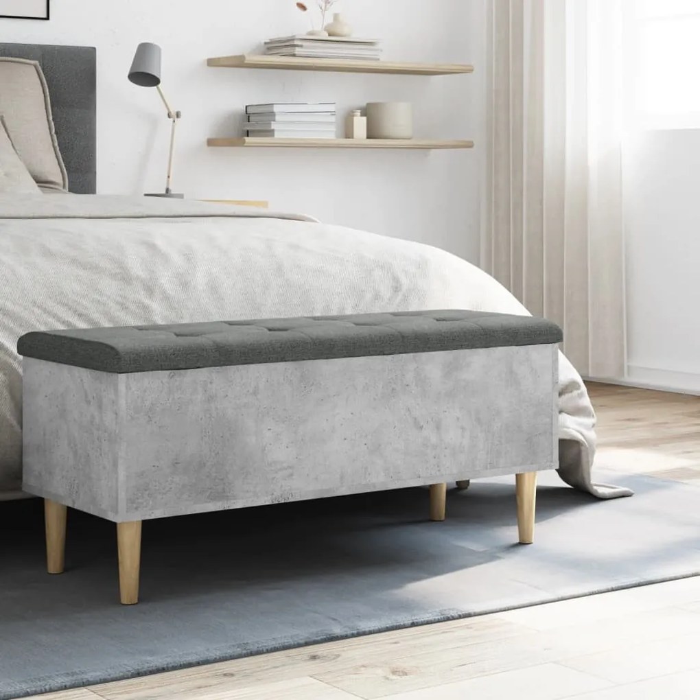 betonszürke szerelt fa tárolópad 102x42x46 cm