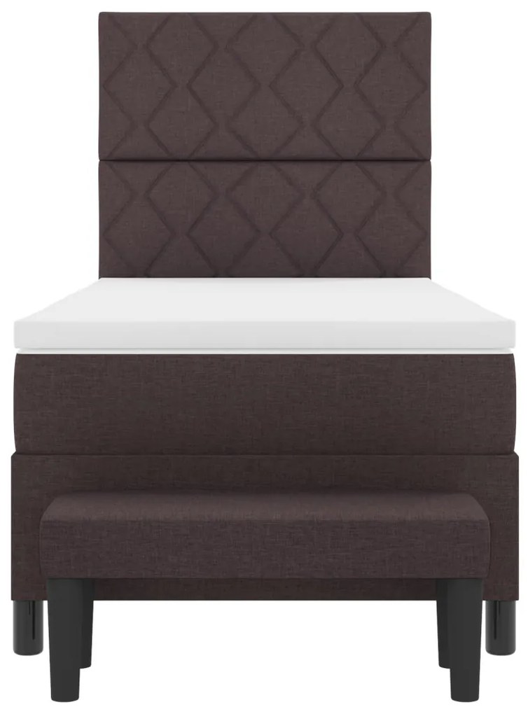 Box Spring Ágy Matrac és Pad Sötétbarna 100x200 cm Szövet